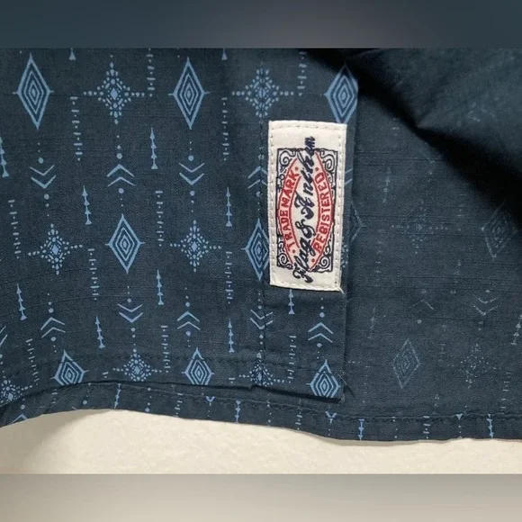 Flag & Anthem Men’s Western Shirt Plaid Snap Button Up Shirt Blue Navy Medium M - Picture 8 of 11